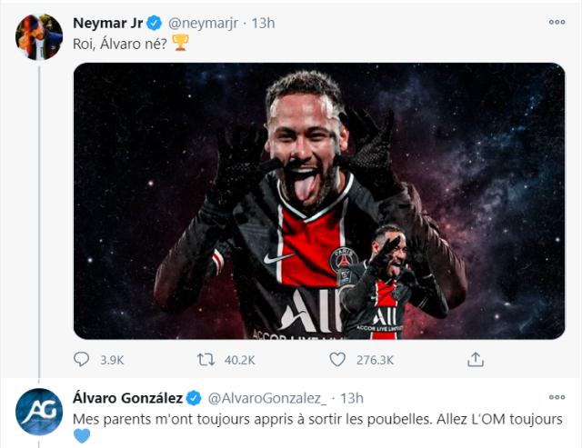 法甲“歧视门”又出续集 内马尔与阿尔瓦罗斗图互喷